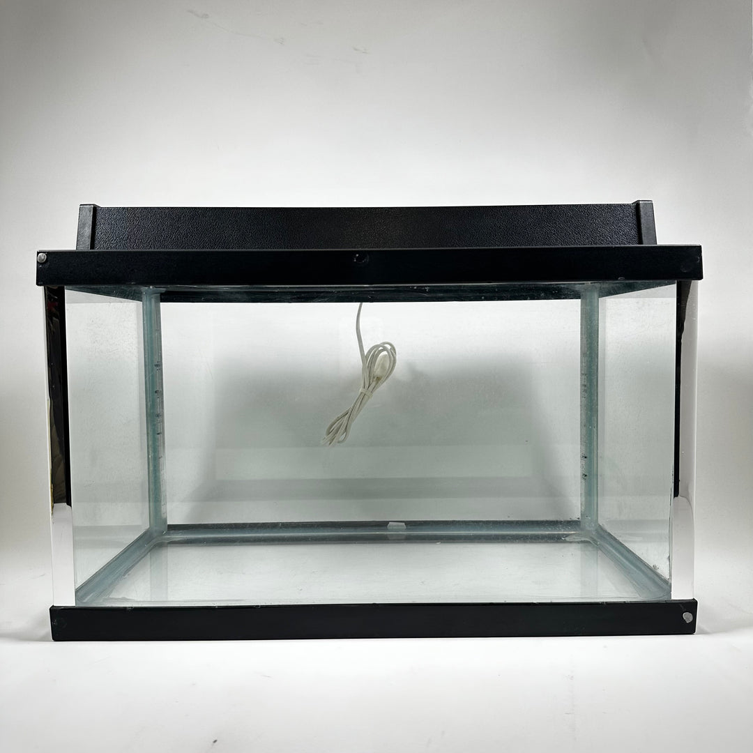 Klassiskt akvarium med lock och dubbel belysning – Svart