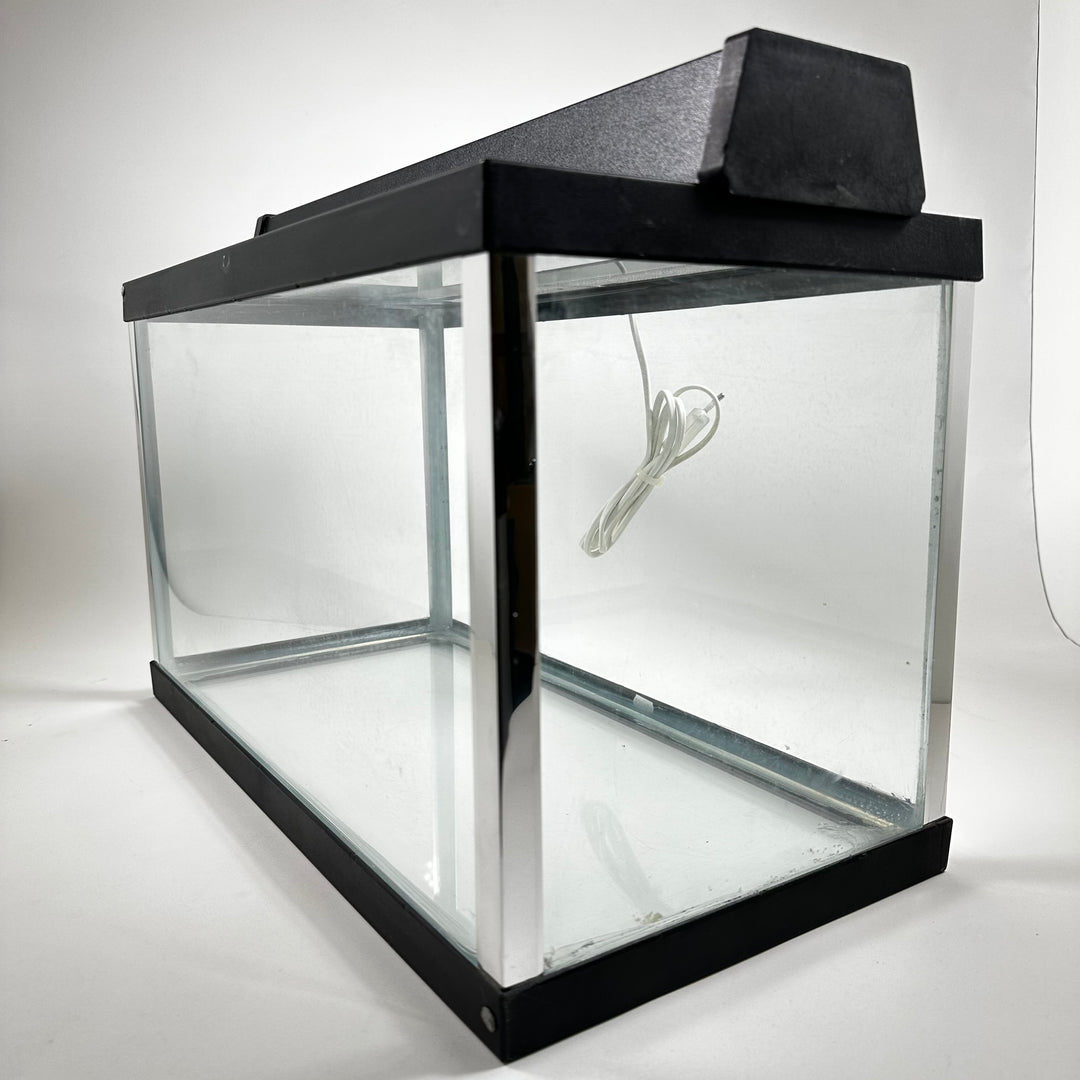 Klassiskt akvarium med lock och dubbel belysning – Svart