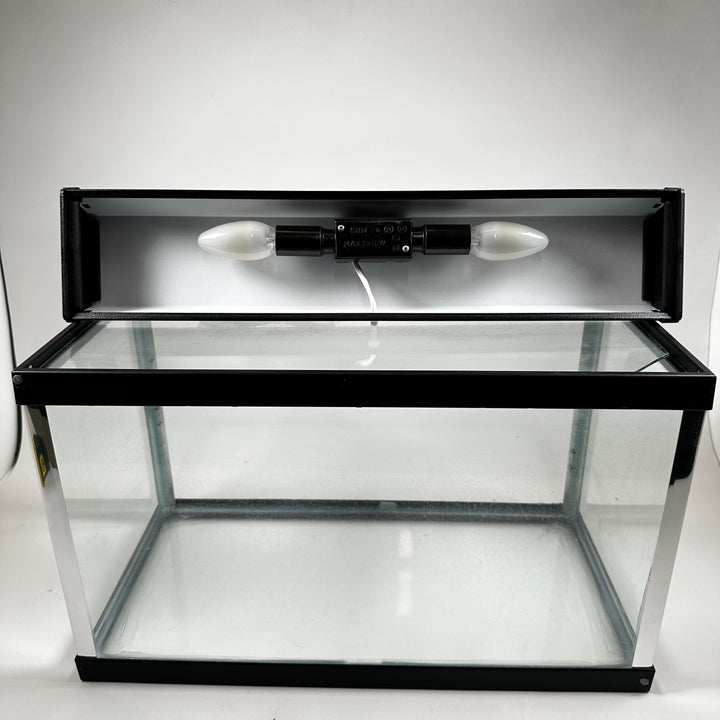 Klassiskt akvarium med lock och dubbel belysning – Svart