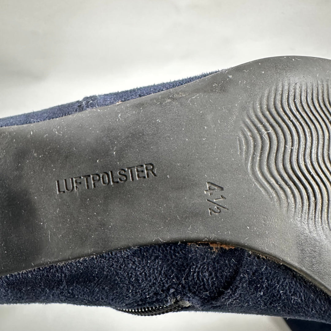 Eleganta marinblå mockastövlar med klack - Homy Secondhand Online