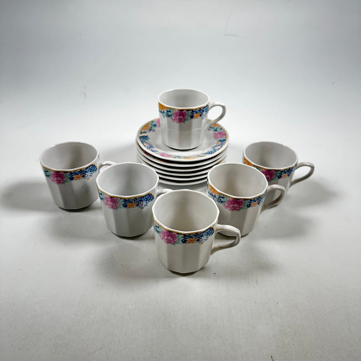 Retro Koppar och Fat med Blommotiv - Homy Secondhand Online