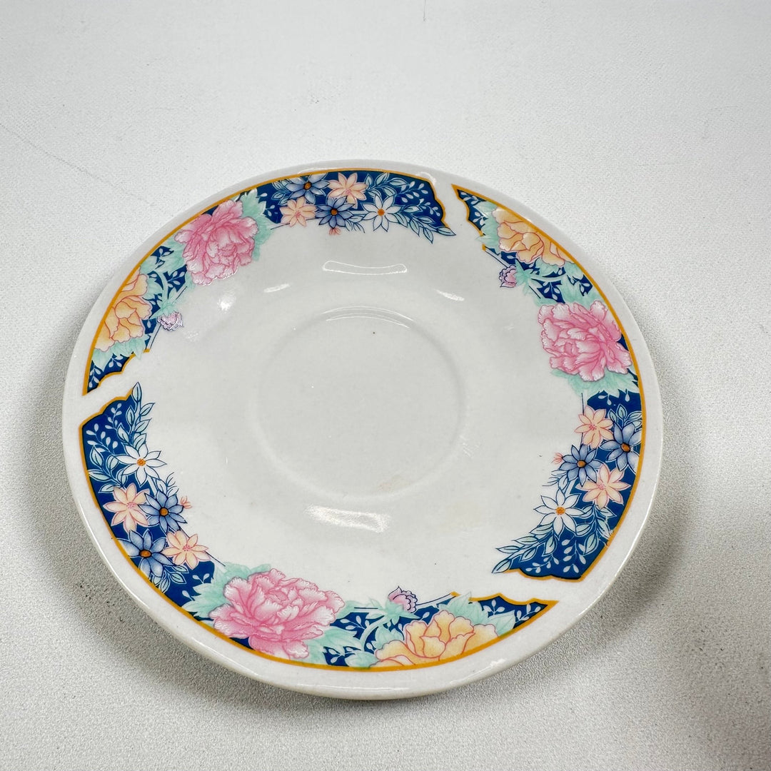 Retro Koppar och Fat med Blommotiv - Homy Secondhand Online