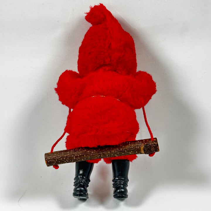 Röd juldekoration Tomte på gunga