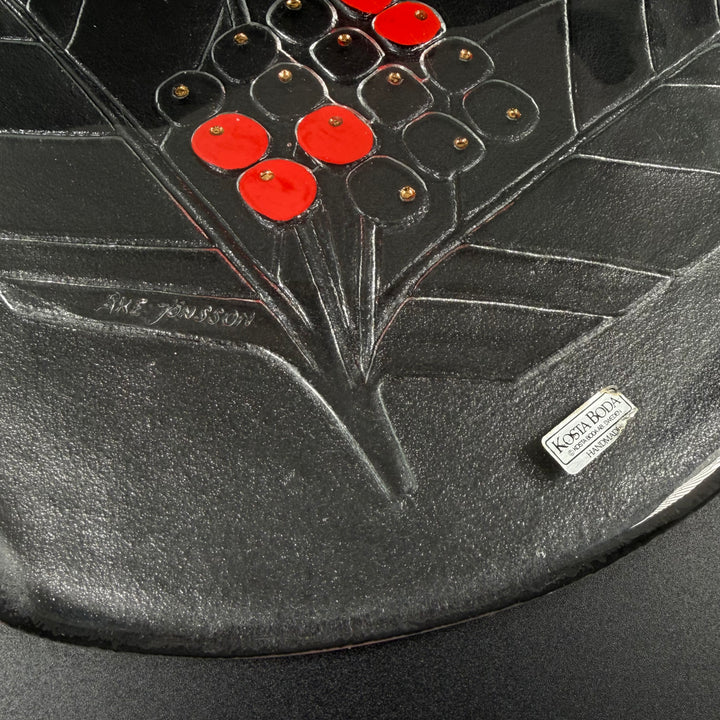 Kosta Boda fat retro med bärmotiv (1 stor,15 små)