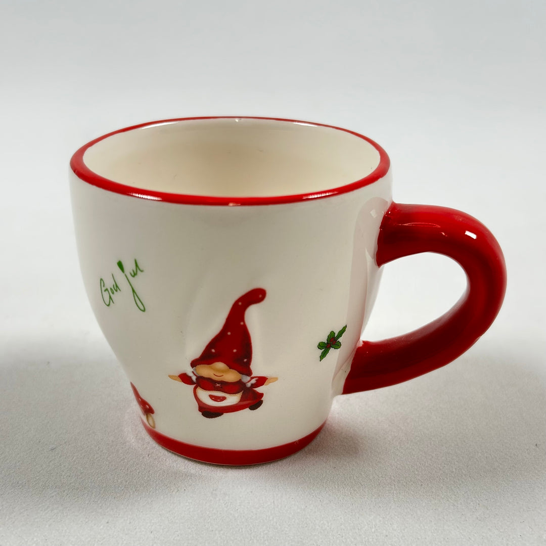 Retro kaffeset med tomtemotiv i keramik