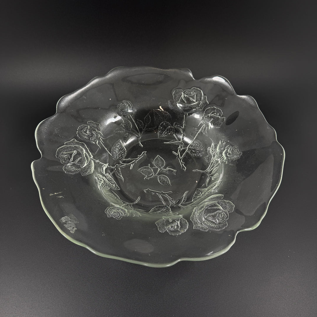 Stor glasfat med rosor – 36 cm