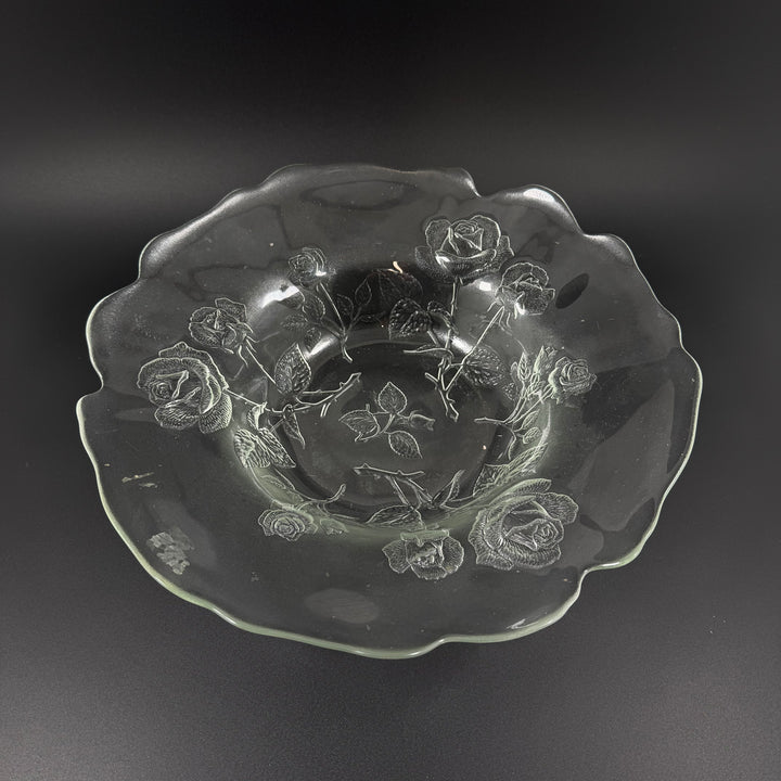 Stor glasfat med rosor – 36 cm