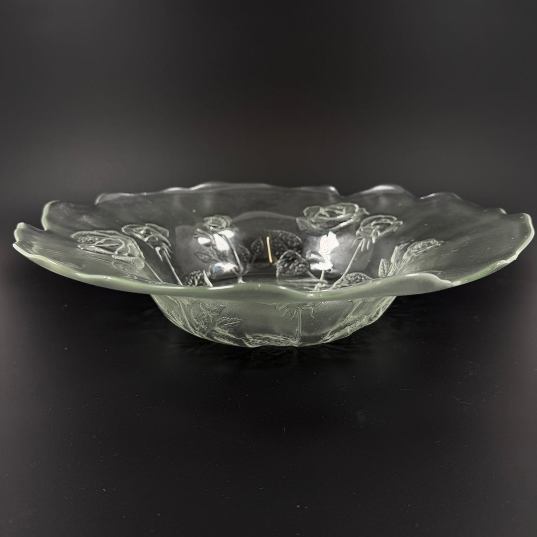 Stor glasfat med rosor – 36 cm