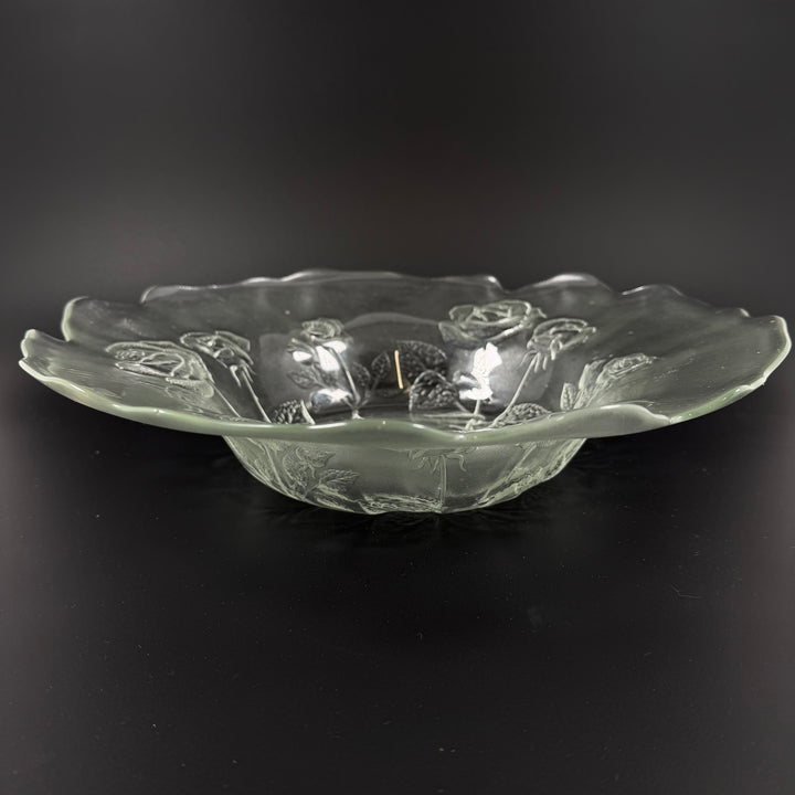 Stor glasfat med rosor – 36 cm