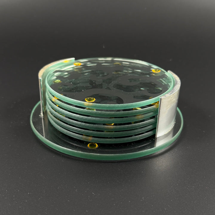 Retro glasunderlägg med gulddetaljer