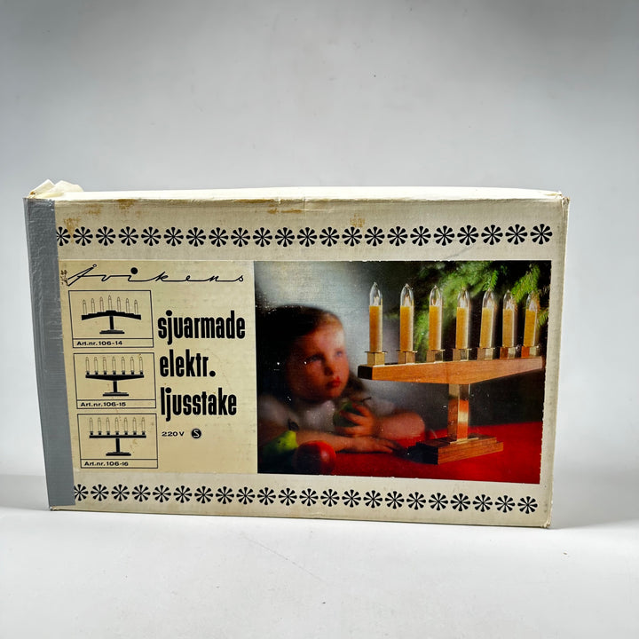 Retro Elektrisk Ljusstake i Trä och Metall