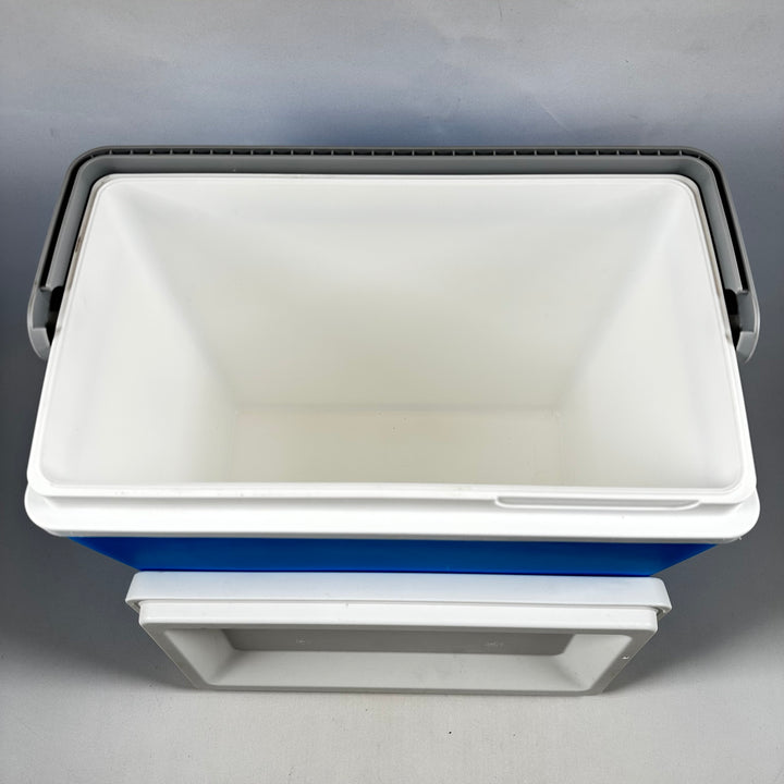 Blåvit charmig kylbox för utflykter