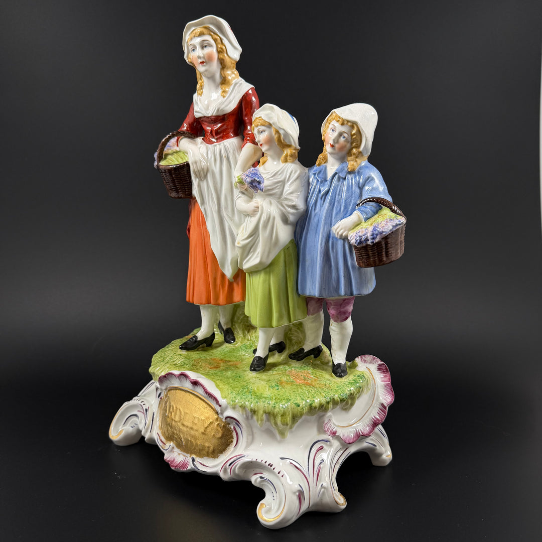 Dresden-porslinsfigur Mor och Barn Retro