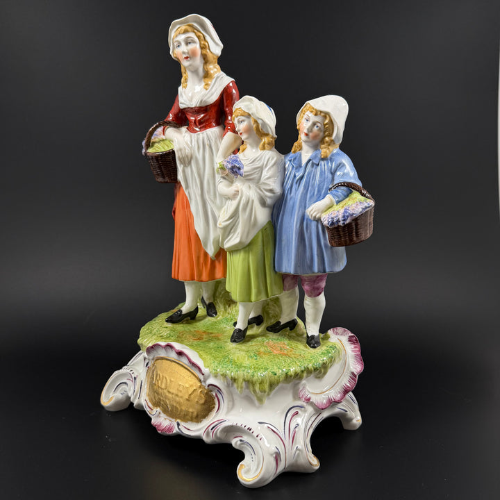 Dresden-porslinsfigur Mor och Barn Retro