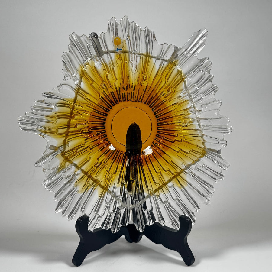 Unik solformad glasvas i gult och klart - Humppila Finland - Homy Secondhand Online