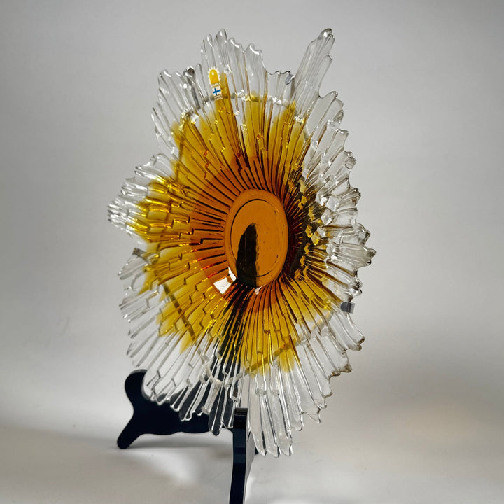 Unik solformad glasvas i gult och klart - Humppila Finland - Homy Secondhand Online
