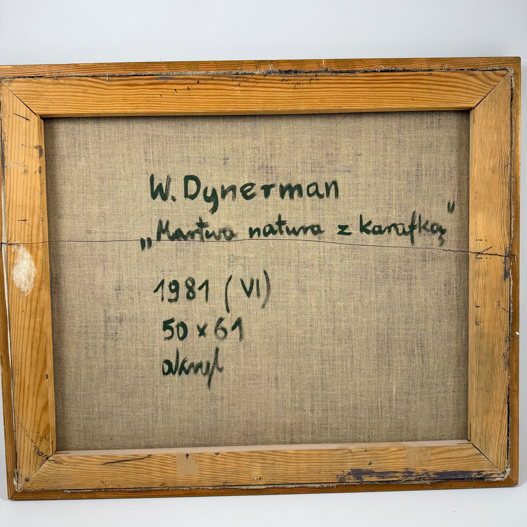 Retro stillebenmålning akryl W Dynerman 1981
