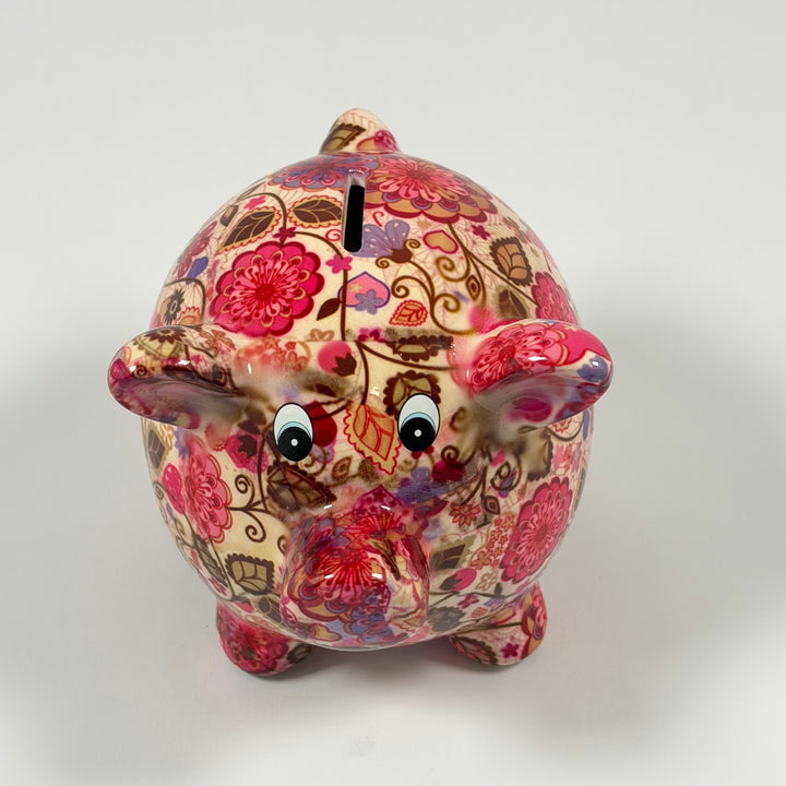 Färgglad retro spargris i keramik