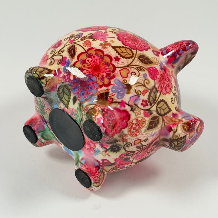 Färgglad retro spargris i keramik