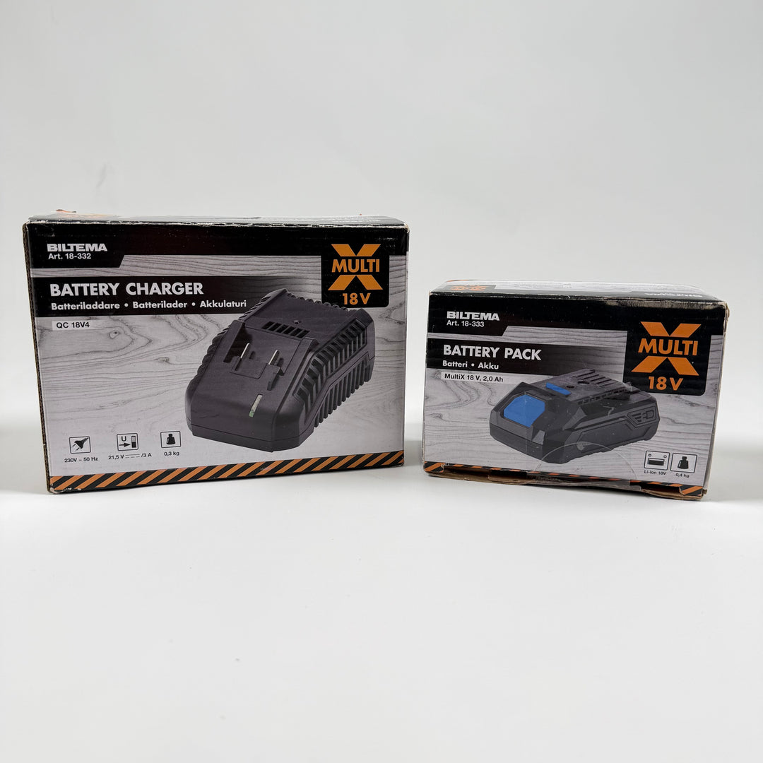 Biltema 18V batteriladdare och batteripaket