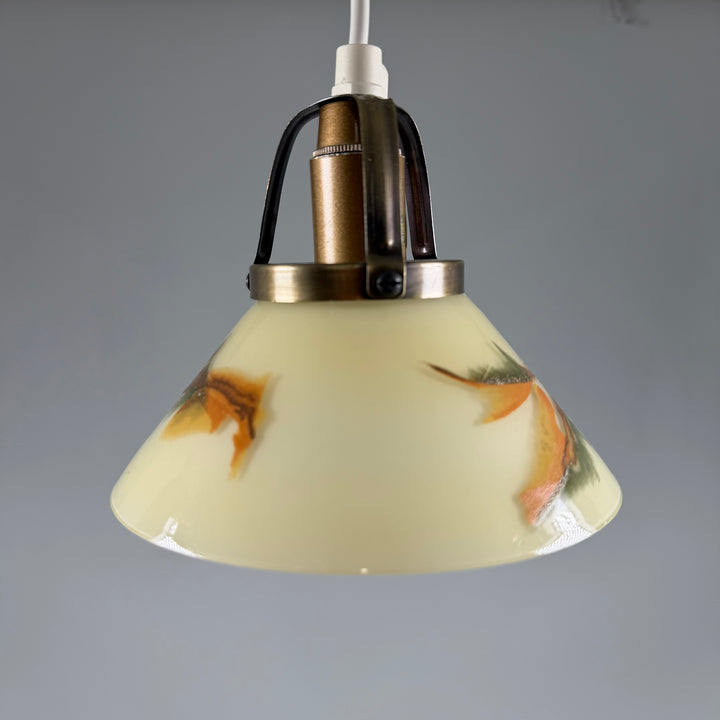 Retro taklampa med handmålad blomdesign