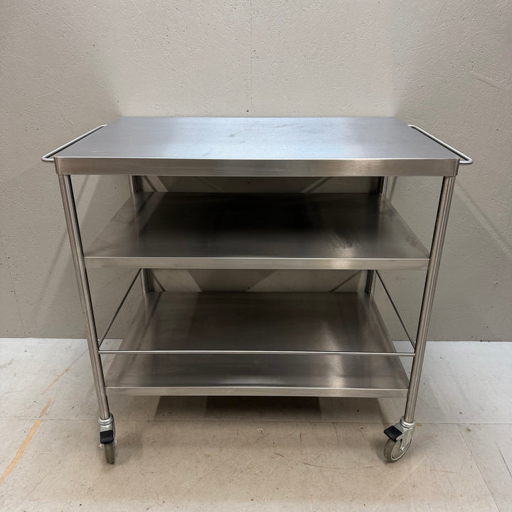 Rostfri serveringsvagn med tre hyllplan