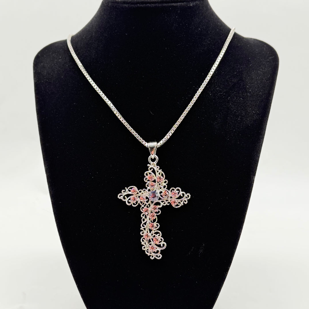 Vintage Halsbandshänge i Korsform med Kristaller