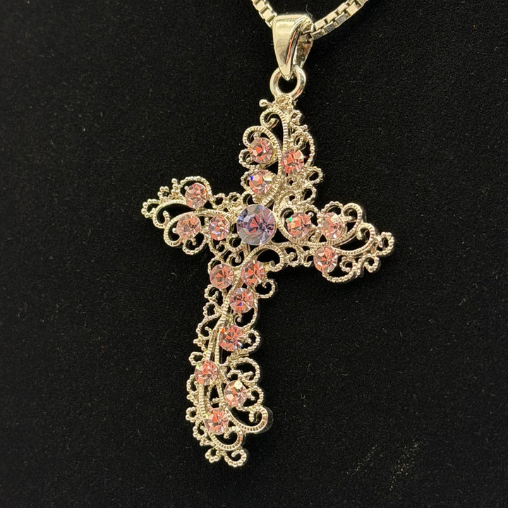 Vintage Halsbandshänge i Korsform med Kristaller