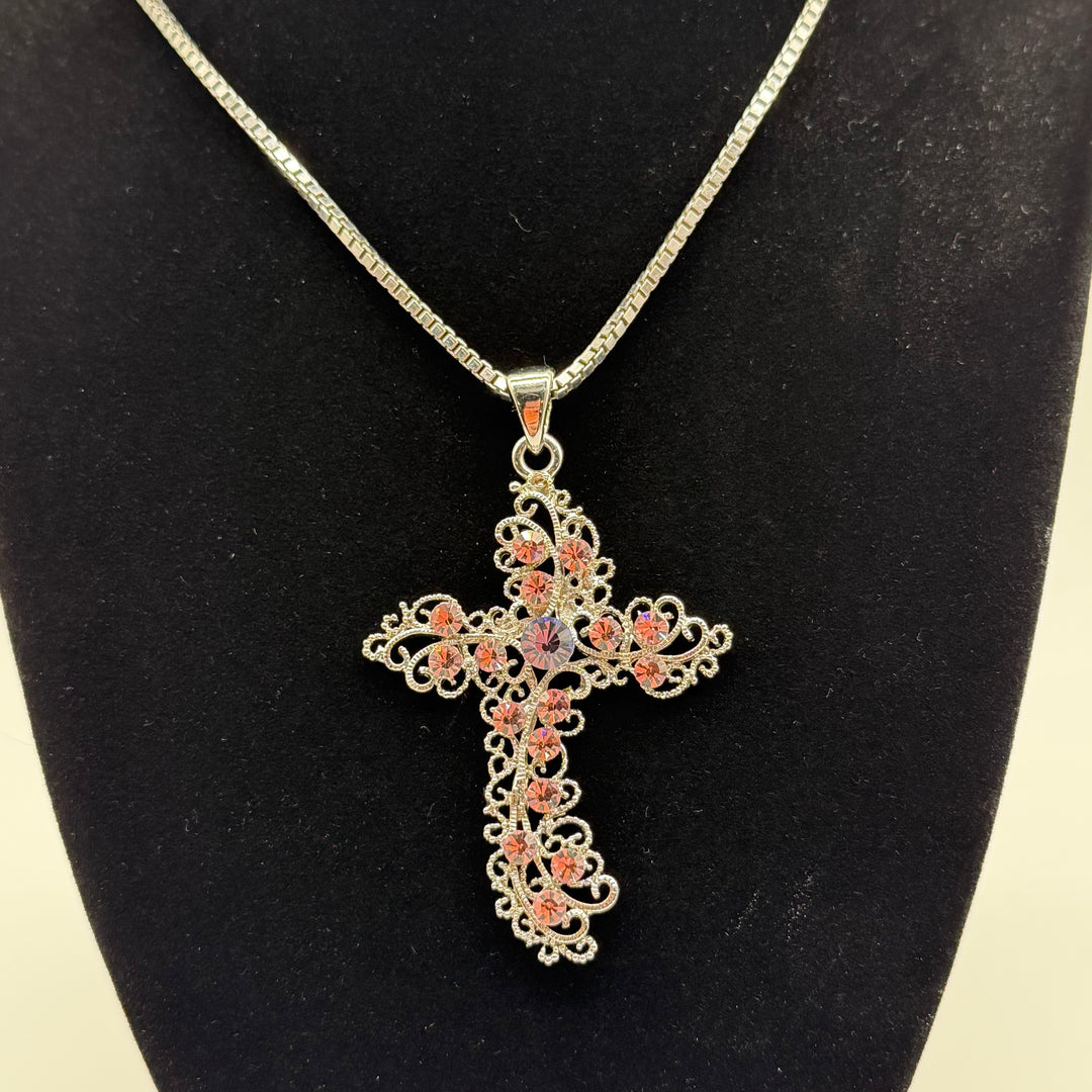 Vintage Halsbandshänge i Korsform med Kristaller