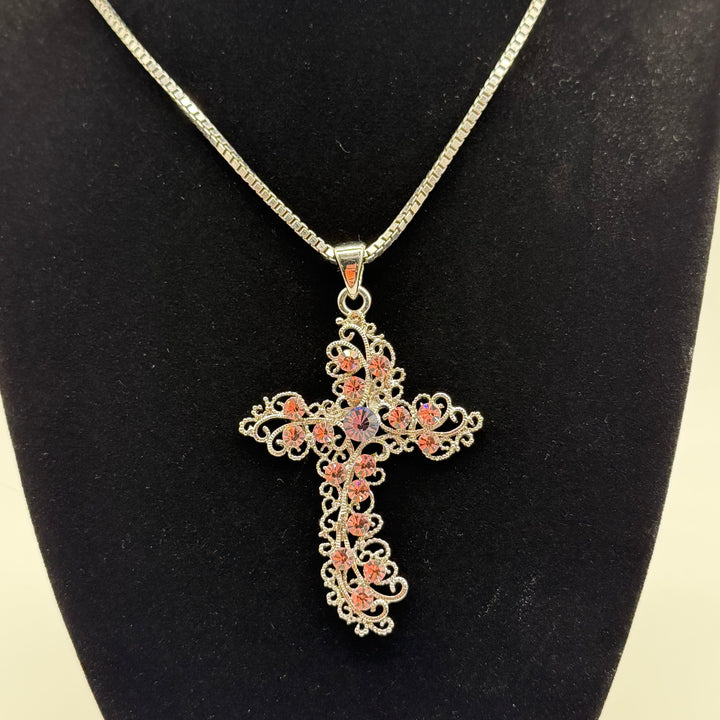 Vintage Halsbandshänge i Korsform med Kristaller