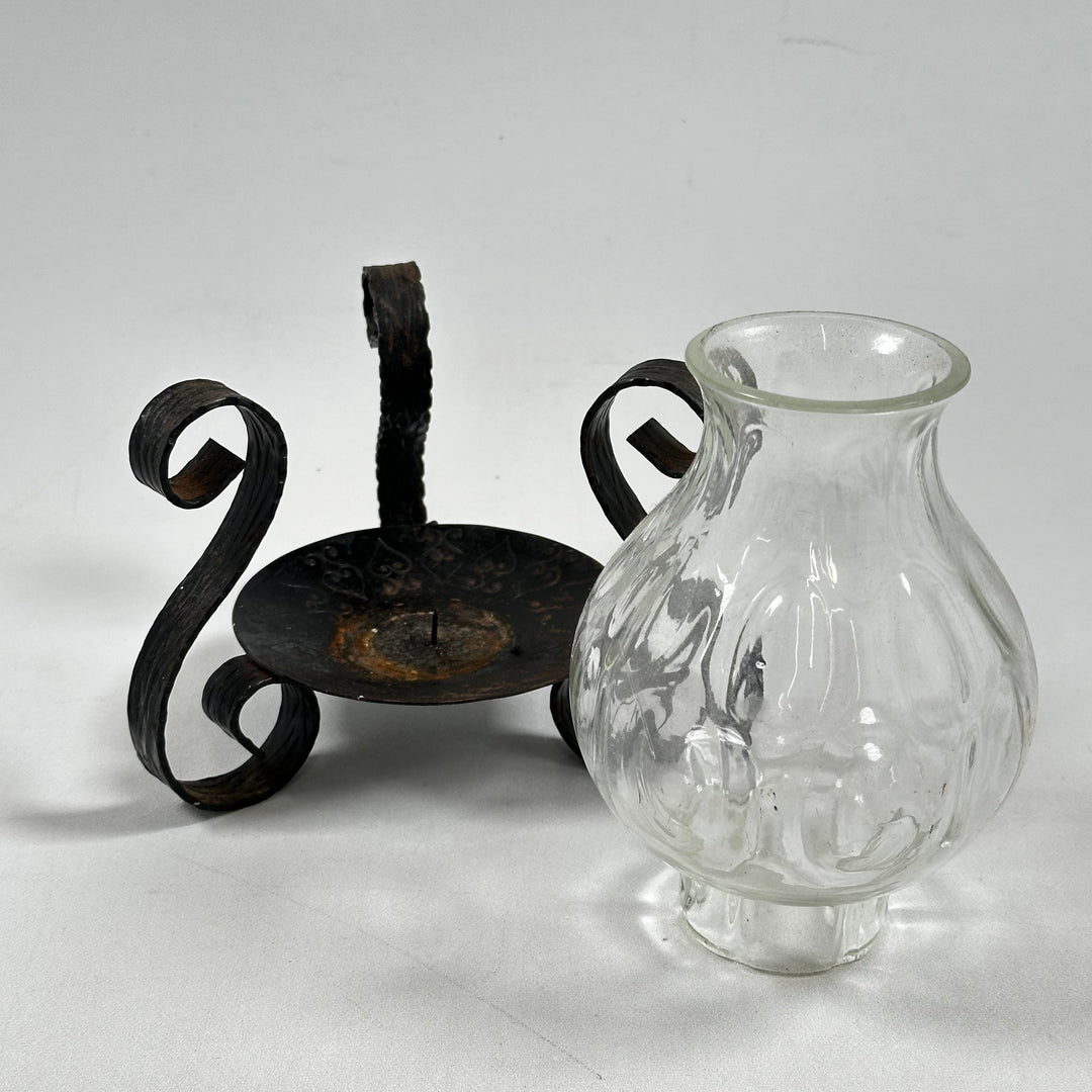 Elegant Retro Ljusstake med Glasvas