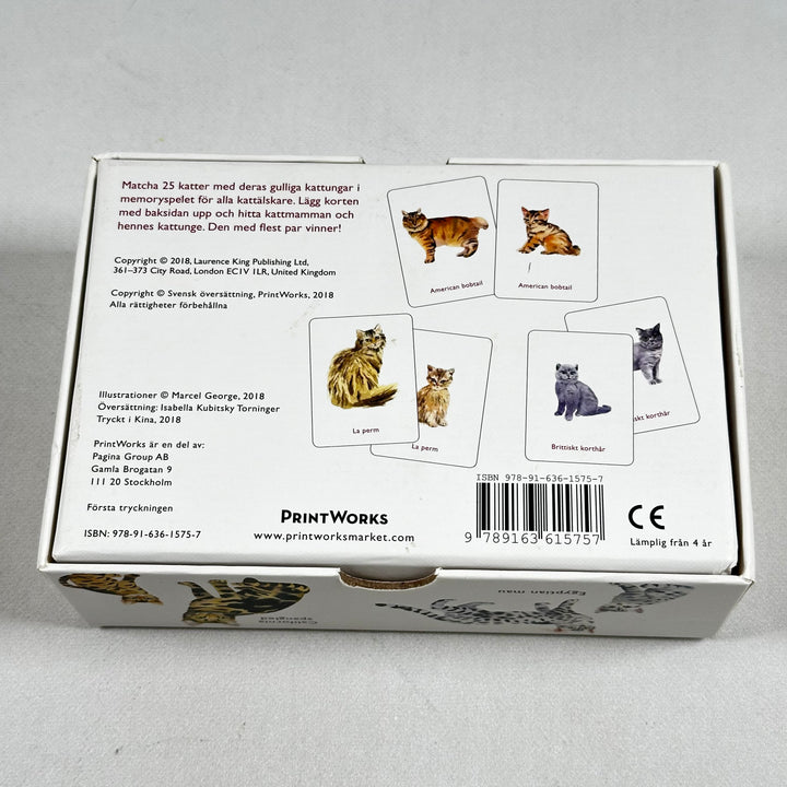 Kattmemory-spel med illustrerade rasmotiv