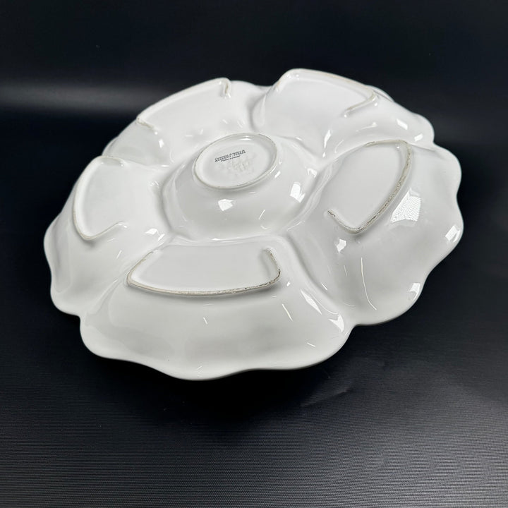 Vit keramikskål med svampmotiv 40 cm