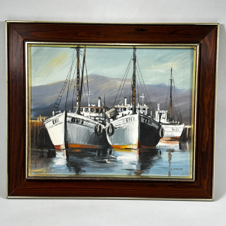 Retro marin oljemålning signad Larne