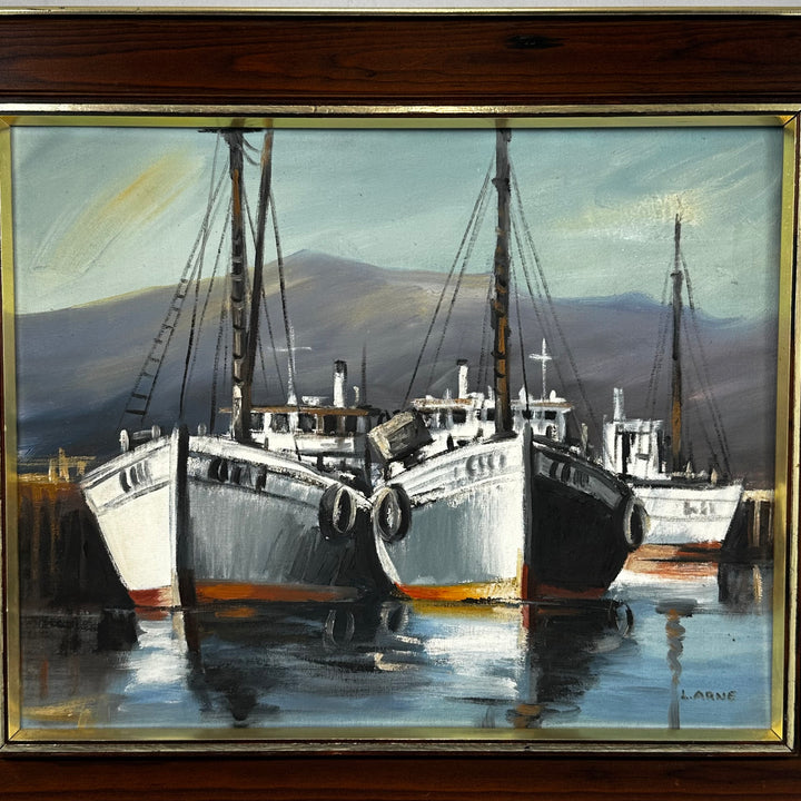 Retro marin oljemålning signad Larne