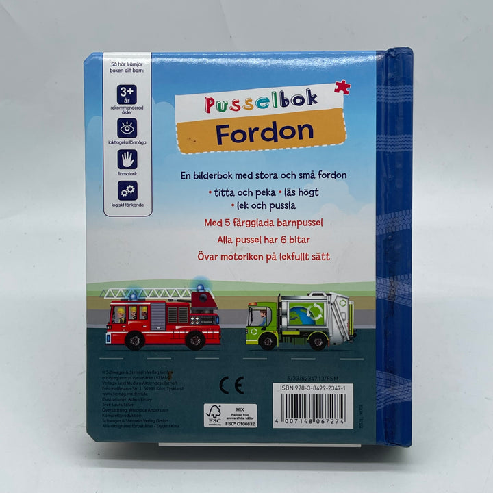 Charmig pusselbok Fordon för barn