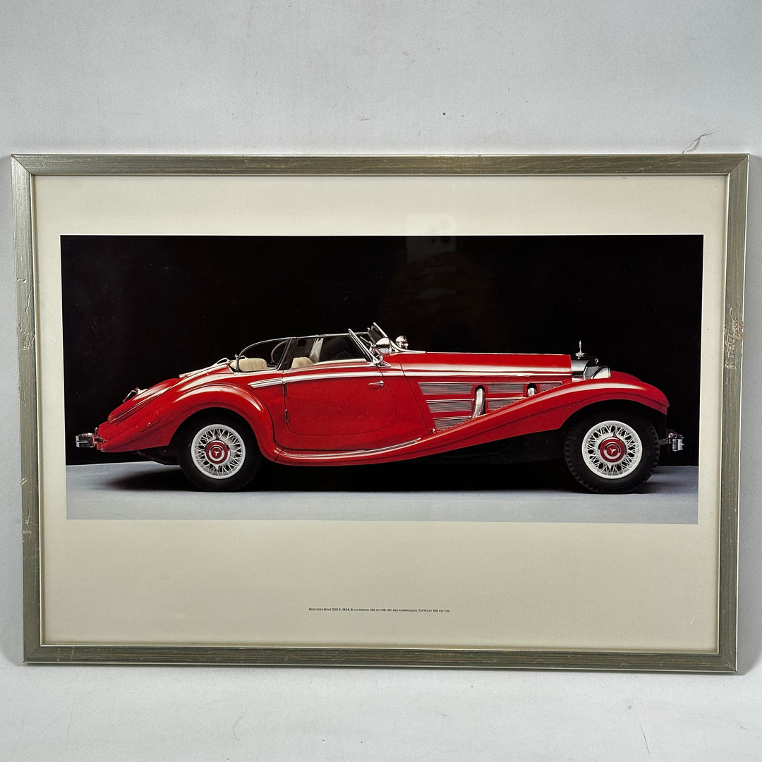 Inramad vintageaffisch Mercedes-Benz 500 K retro