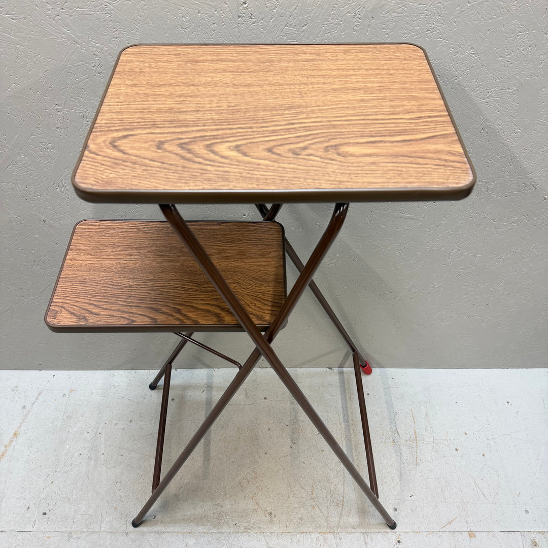 Retro Treskikts Stålbord med Träfinish