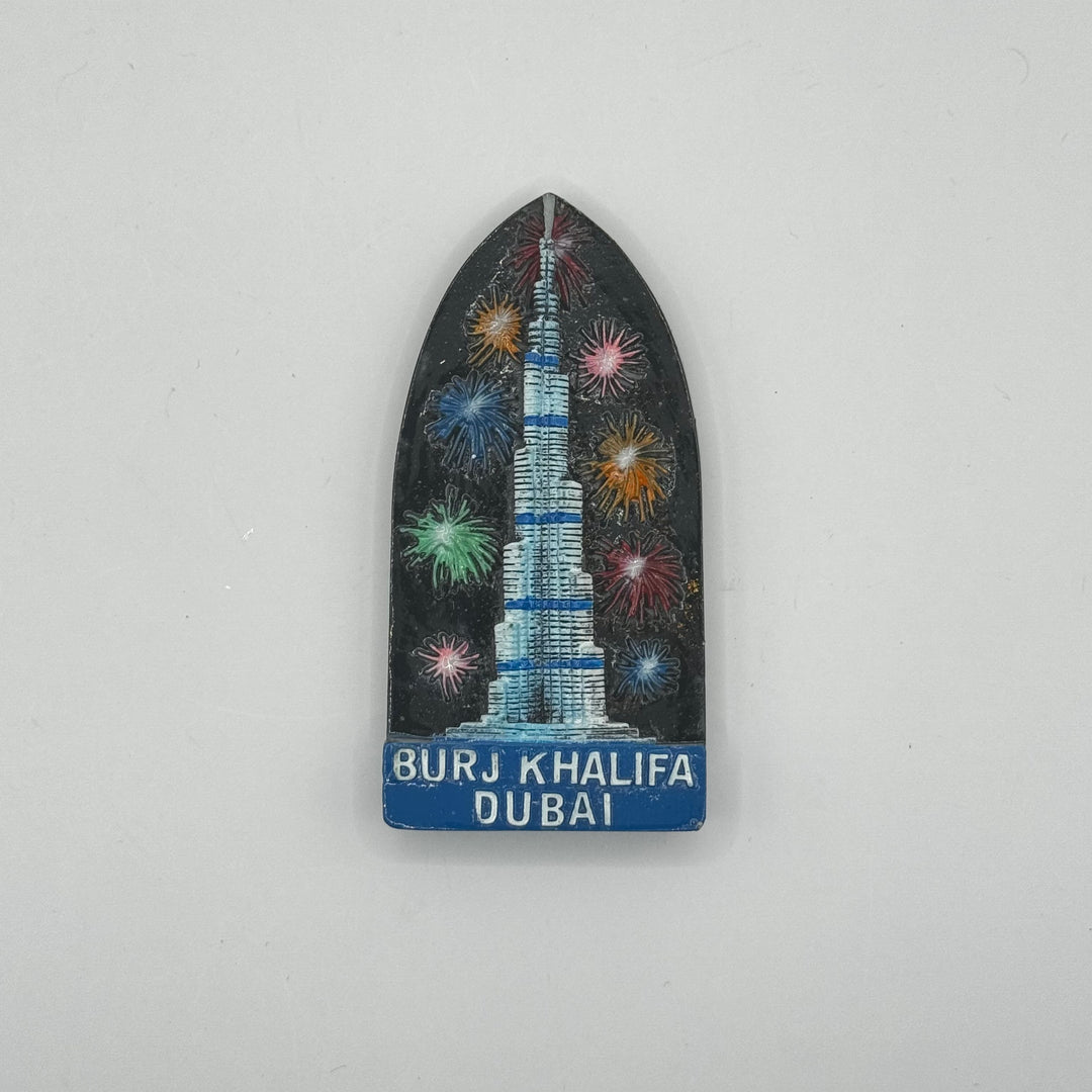 Burj Khalifa-magnet med fyrverkerimotiv från Dubai