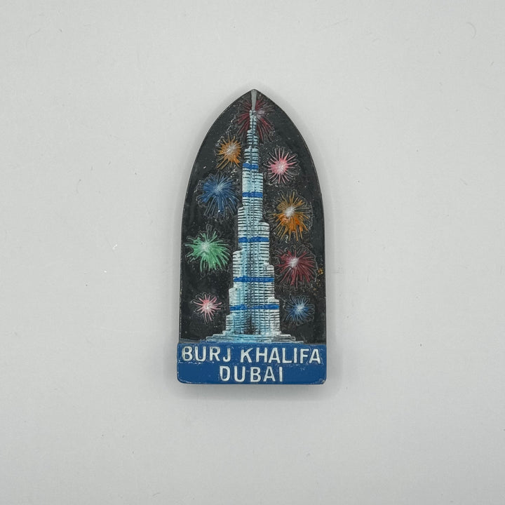 Burj Khalifa-magnet med fyrverkerimotiv från Dubai