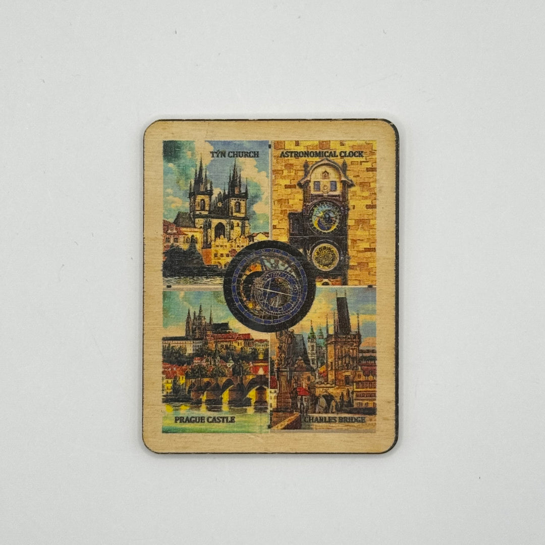 Retro träbricka med Prag-motiv