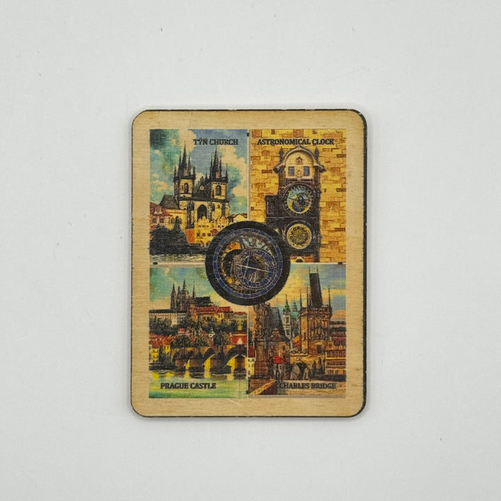 Retro träbricka med Prag-motiv