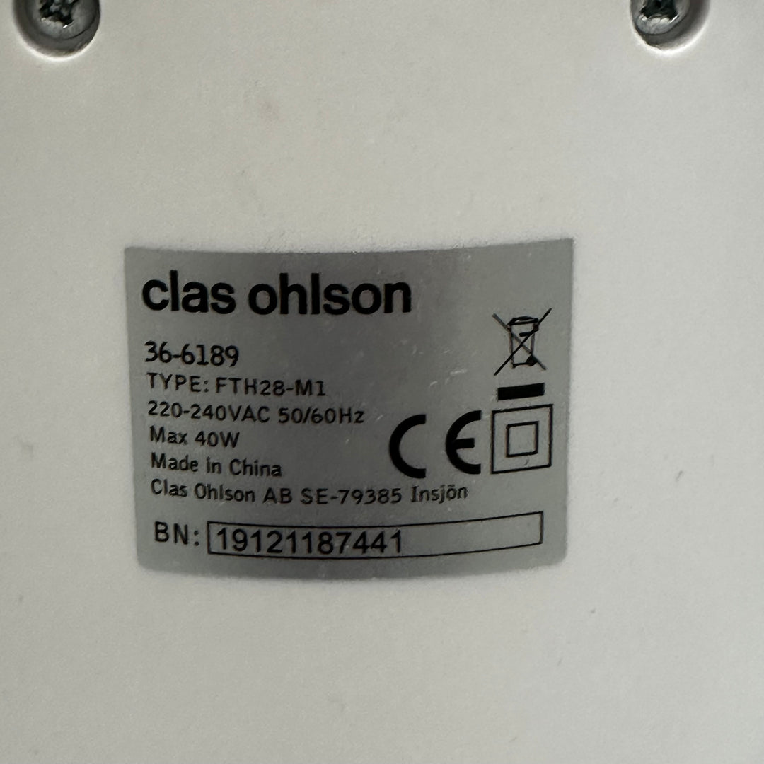 Elegant vit tornfläkt Clas Ohlson plast