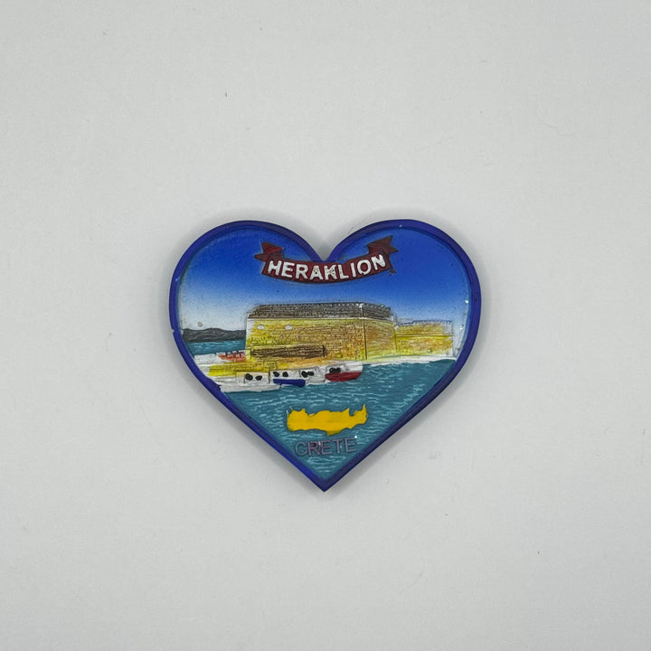 Blått hjärtformat kylskåpsmagnet från Heraklion Crete