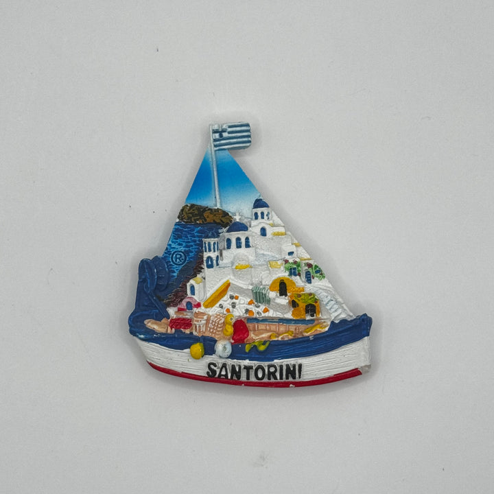 Färgglad Santorini keramikmagnet
