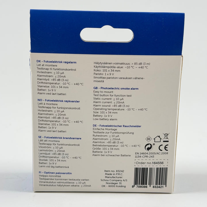 Nor-tec Rökdetektor Ny Vit Säkerhet