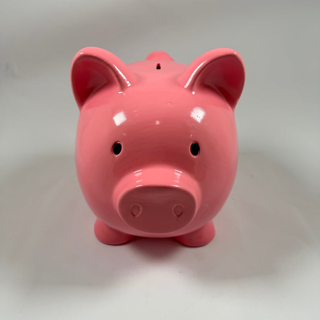 Retro spargris i rosa keramisk design