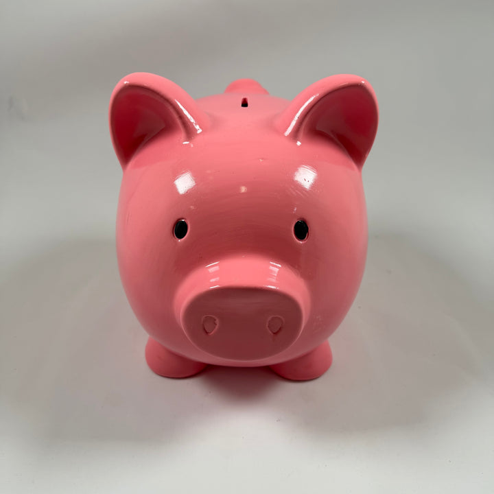 Retro spargris i rosa keramisk design