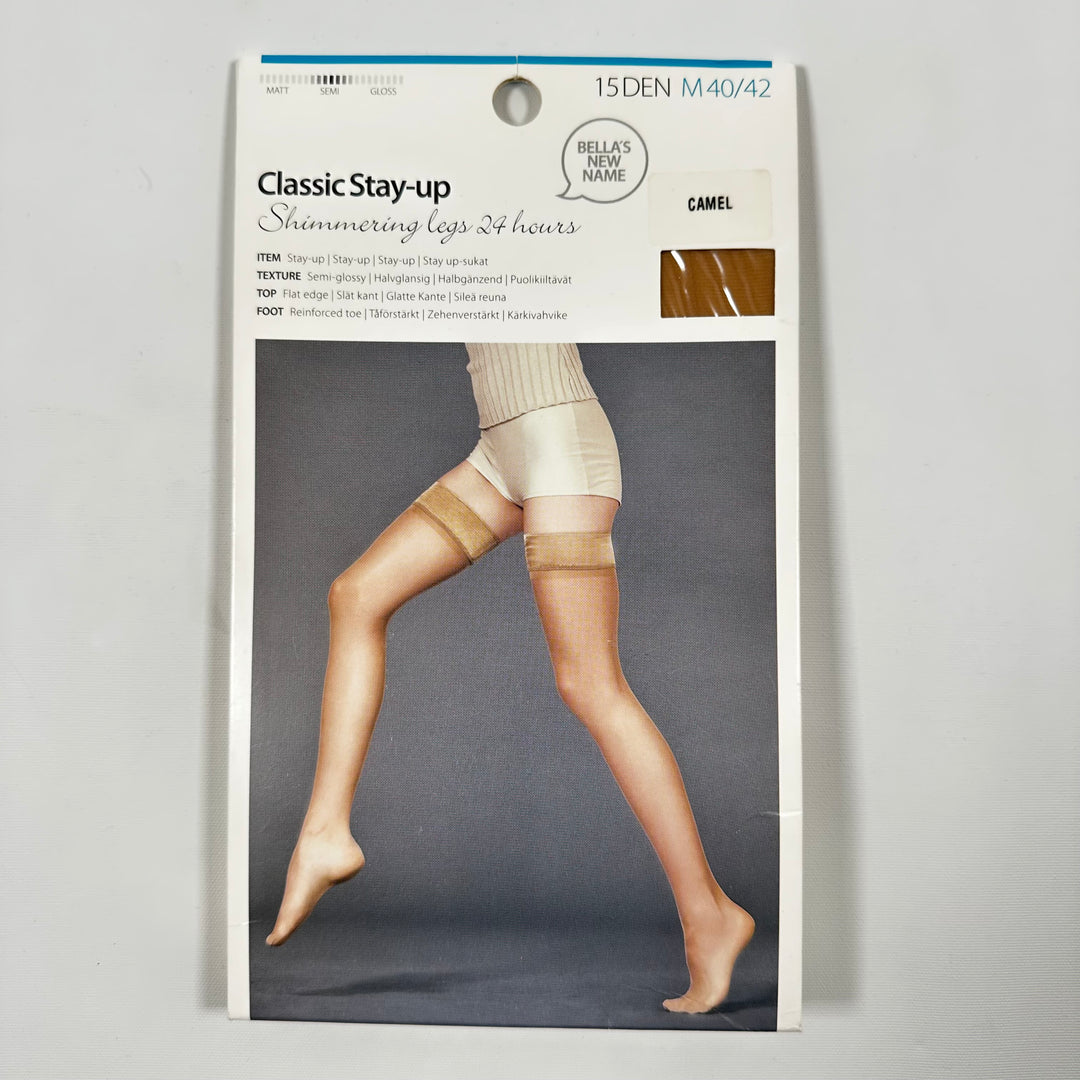 Eleganta Stay-up strumpor camel från Bella's