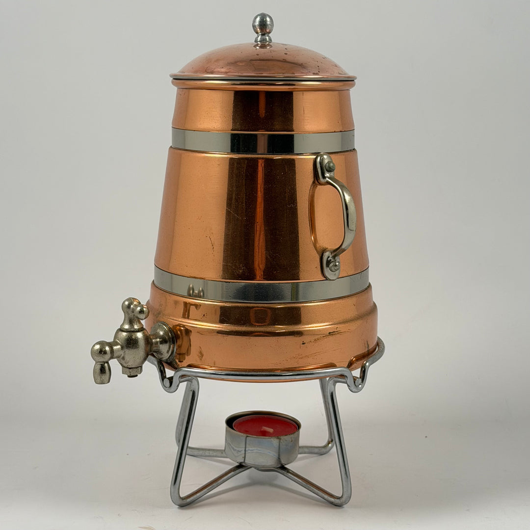 Retro kopparfärgad kaffetermos samovar med värmeställ